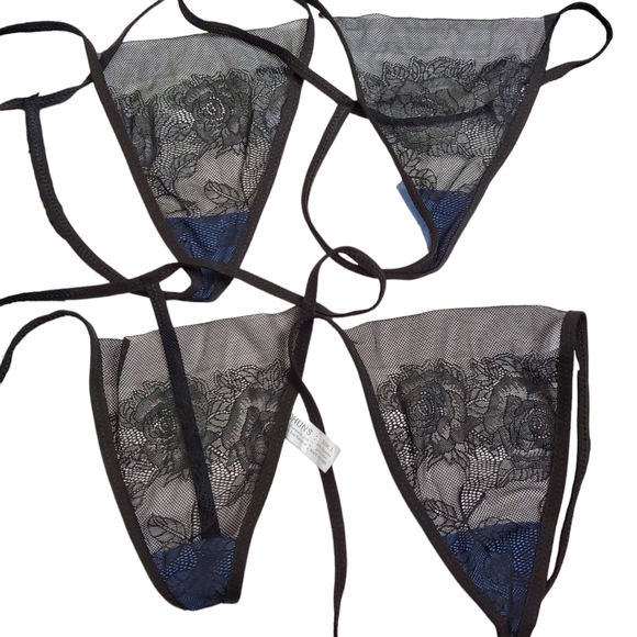 CHUNS Blue Black Lace Mesh Thong Bundle Size Large 12 For $25 NWOT - Picture 2 of 6